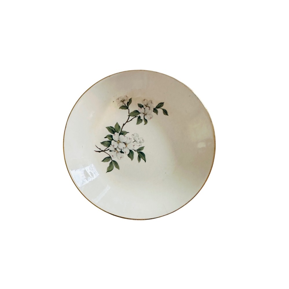 Vintage Dogwood Plate Decorative Dish Gold‎ Rim Kitchenware Display